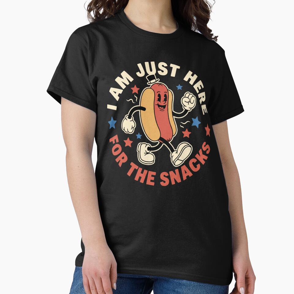 I Am Just Here For The Snacks Funny Hot Dog Shirt by TeNovaStudio