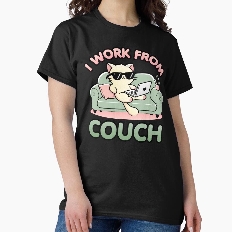 I Work From Couch – Lazy Cat Remote Worker Design by Karma Design