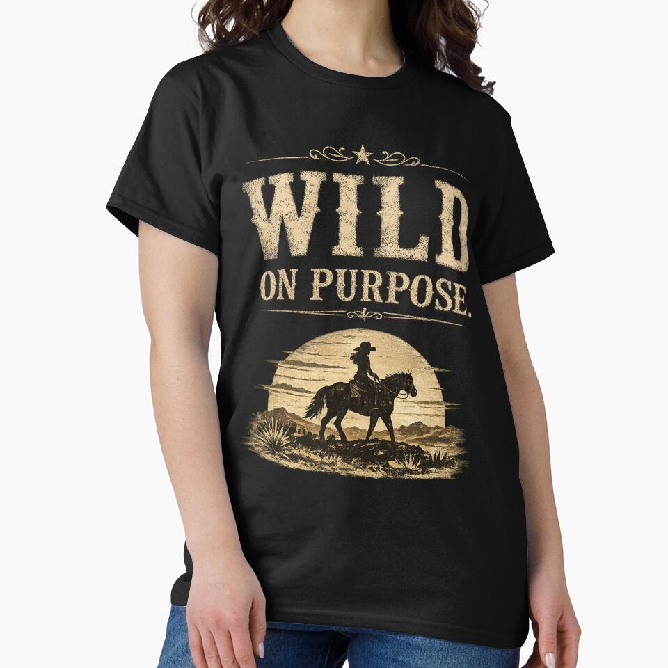 Wild On Purpose Vintage Western Cowgirl Graphic by Anyshca