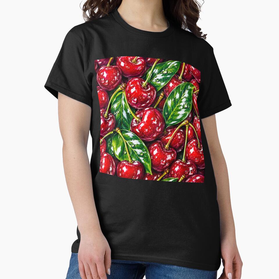Juicy Red Cherry Fruit Pattern Print by DjFreeq