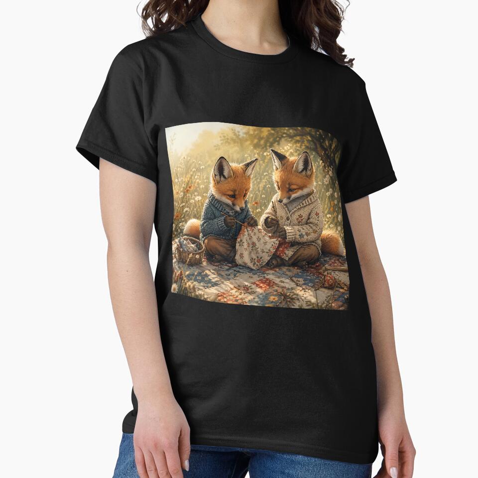 Fox Cub Quilting Bee - Whimsical Cottagecore by bapupa