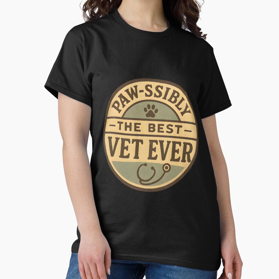 Paw-ssibly the Best Vet Ever – Funny Veterinary Pun Design by Bettybee00