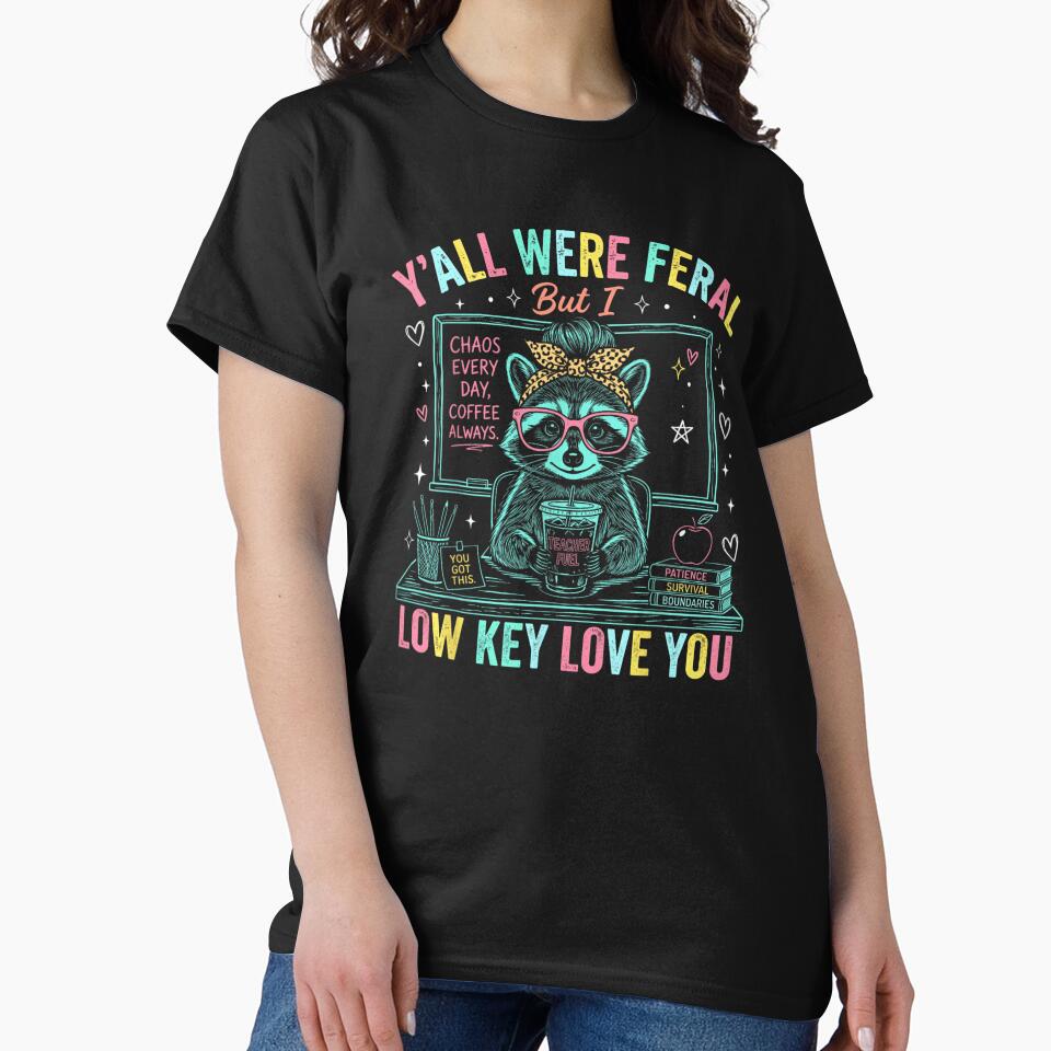 Funny Chaos Every Day Coffee Always Feral Raccoon Teacher Appreciation Design by DaphoLatara
