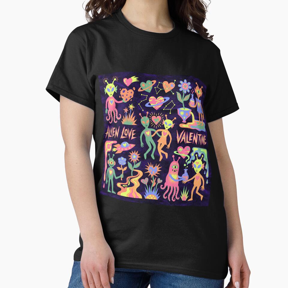 Neon Psychedelic Alien Love Valentine Blacklight Aesthetic by zzz888