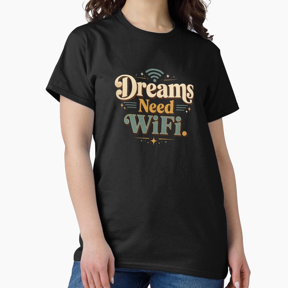 Dreams Need WiFi. | Retro Digital Nomad Typography Design by Irene Catchmind