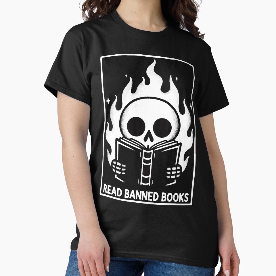 Read Banned Books Monochromatic Skeleton by TomFrontierArt