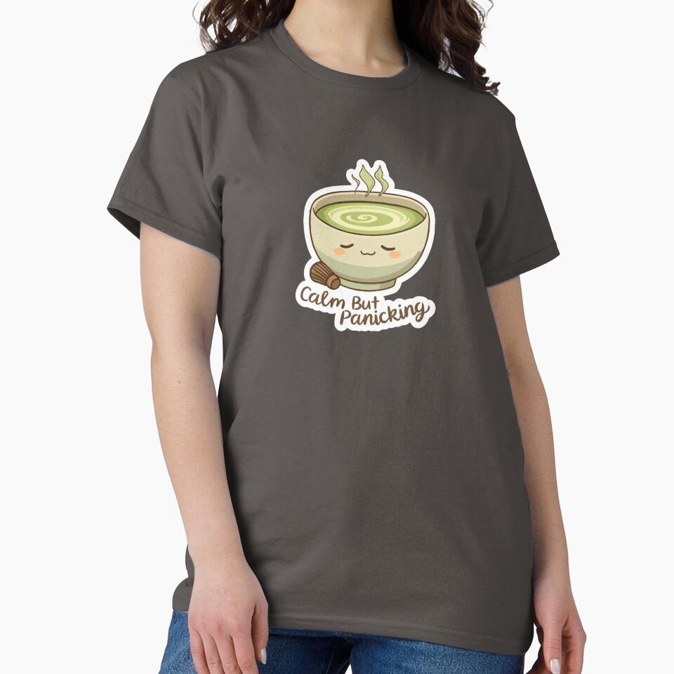 Calm But Panicking Matcha Sticker | Funny Anxiety Kawaii Matcha Design by magiquecreations