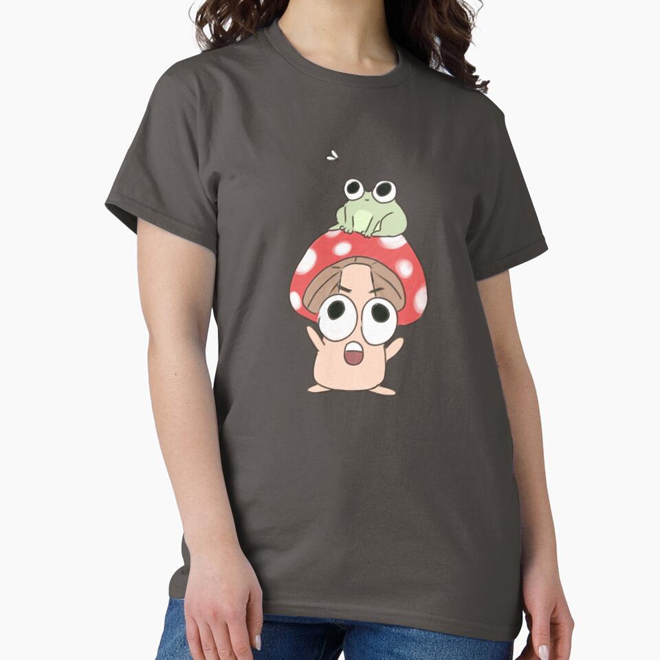 Cute cartoon mushroom with a frog on its head by Yarafantasyart
