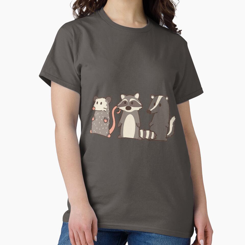 raccoon, opossum & skunk woodland friends by Claudia McQuilkin