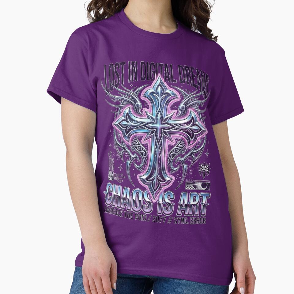 Cyber Y2K Chrome Tribal Cross Design by sb123535