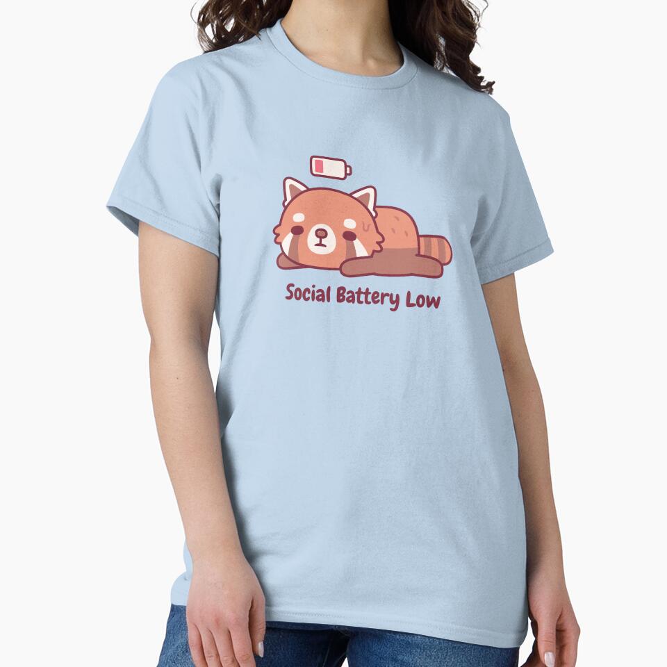 Cute Tired Red Panda Introvert Social Battery Low by rustydoodle