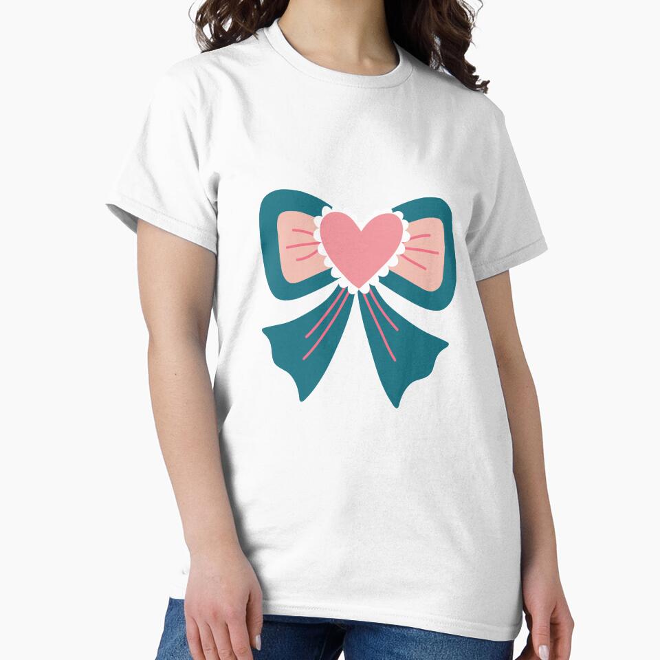 Trendy Teal and Pink Coquette Bow – Heart Ribbon Aesthetic Graphic by PACS0011