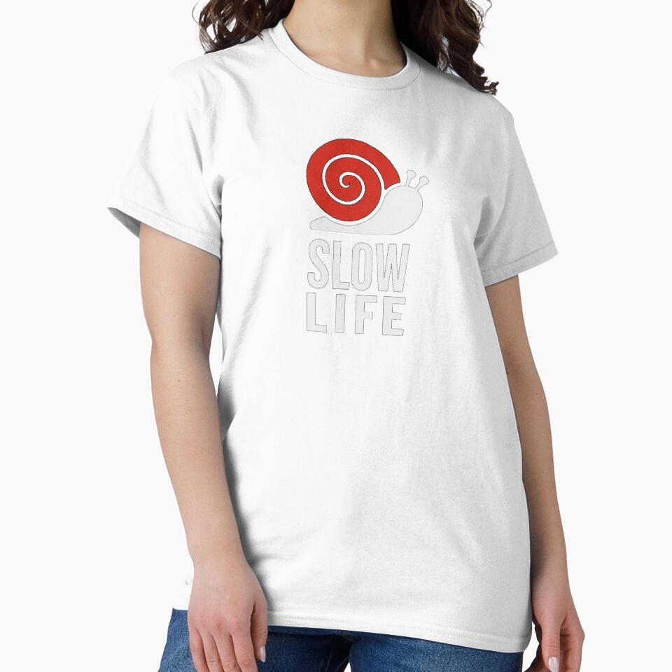 Slow Life Minimalist Snail Cute Calm Living Quote Design by NatArtSA