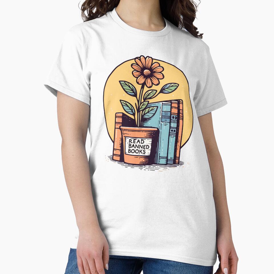 Read Banned Books Pot Flower by TomFrontierArt