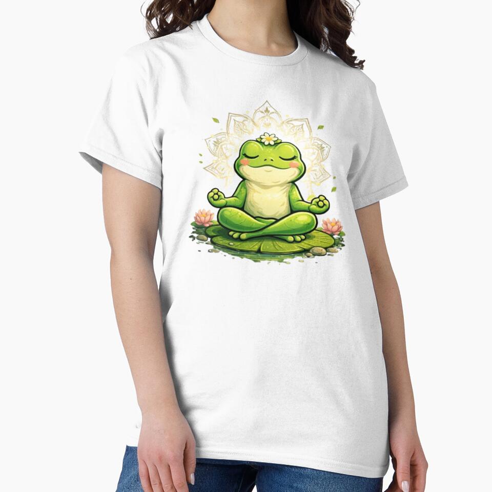 Meditating frog on a luminous water lily by FroggyOnly