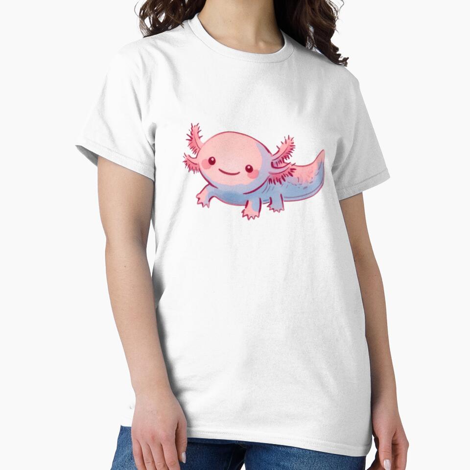 Floating pink axolotl by DaintyDooodles