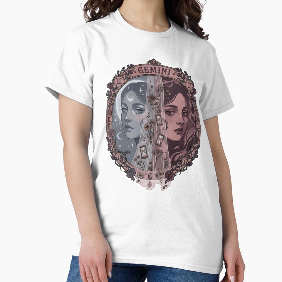 Gemini Whimsigoth Zodiac Art — Dark Celestial Air Sign Astrology Design by DriftingDoodle