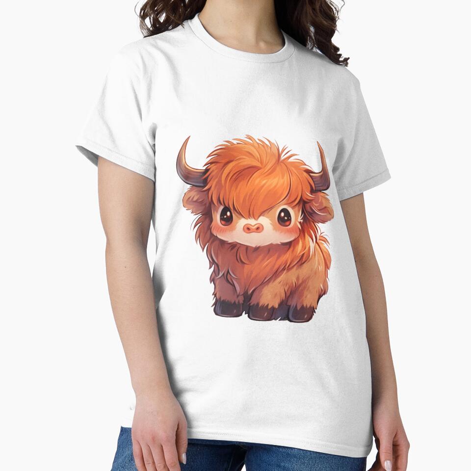 Cute Kawaii Scottish Hairy Baby Highland Cow by CozyKawaiiArt