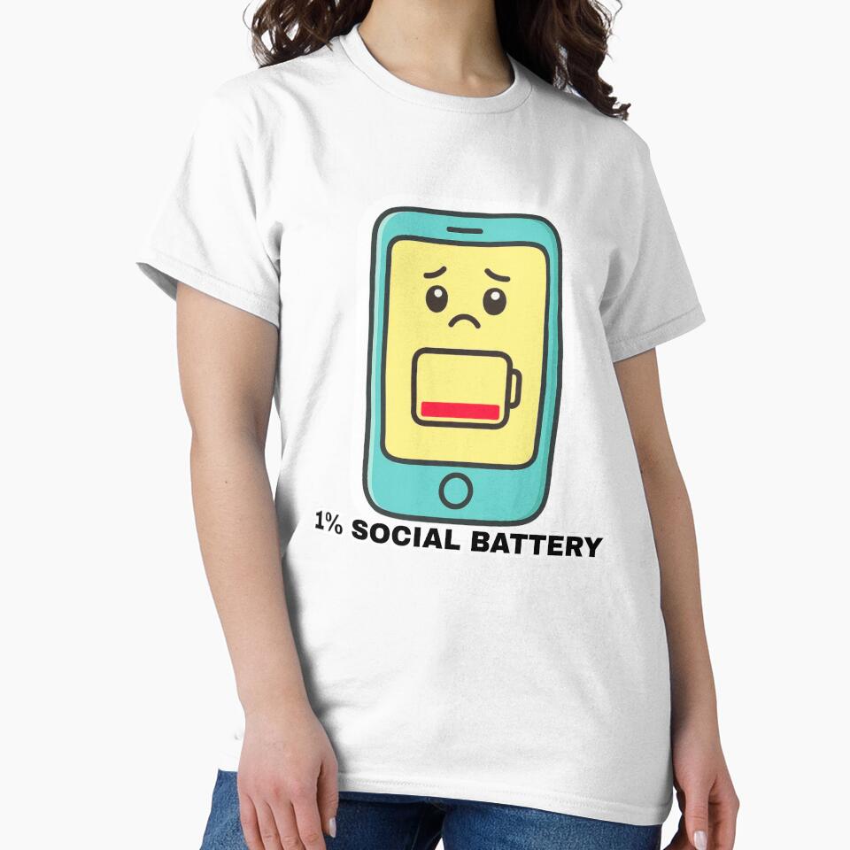 1% Social Battery Introvert Funny Low Energy Mood Sticker by LumereAndCoeur