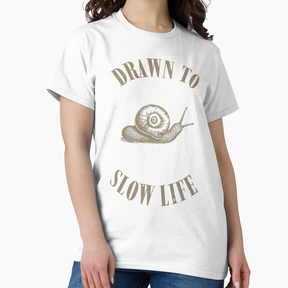 Drawn To Slow Life – Snail Slow Living Vintage Illustration by Inkwood Studio Designs