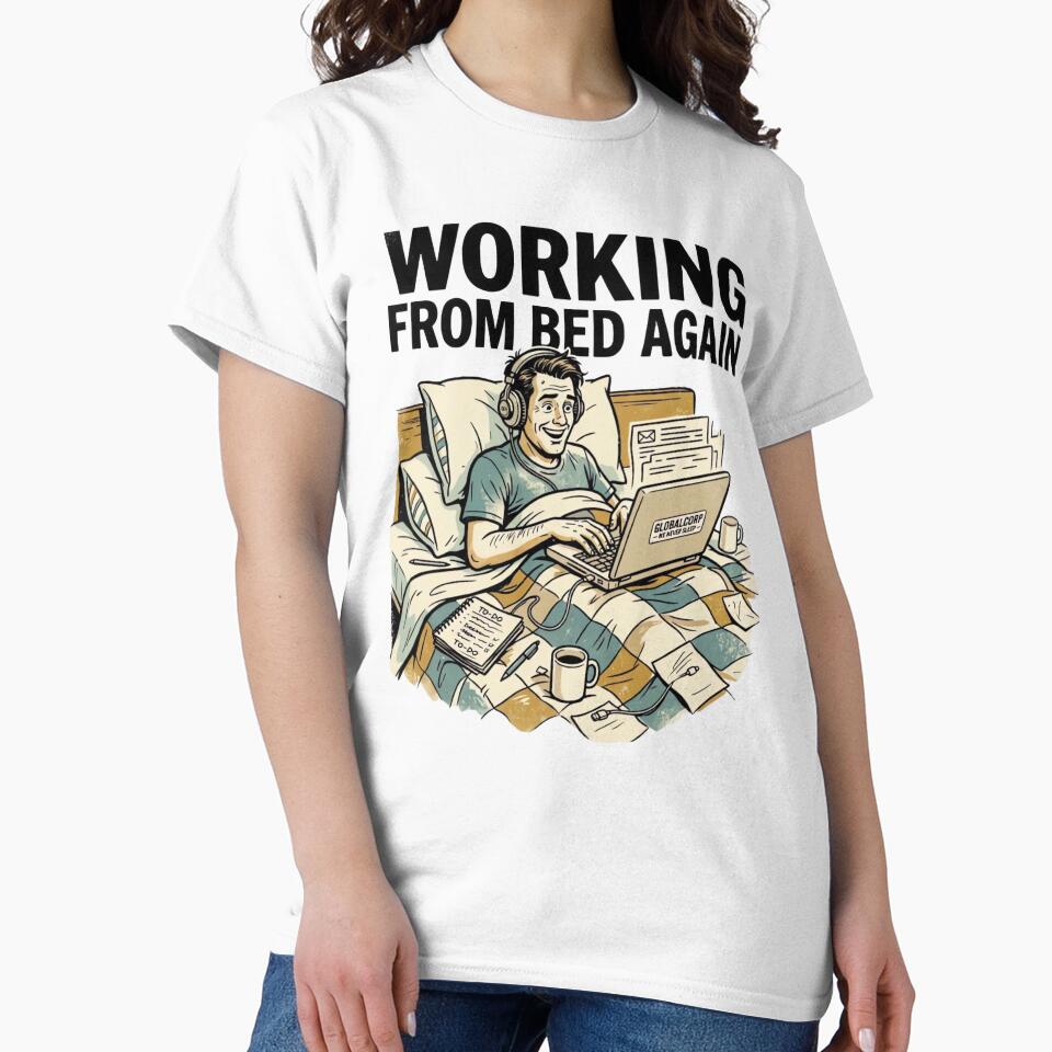 Working From Bed Again – Funny Vintage Freelancer Remote Work Design by urbinet