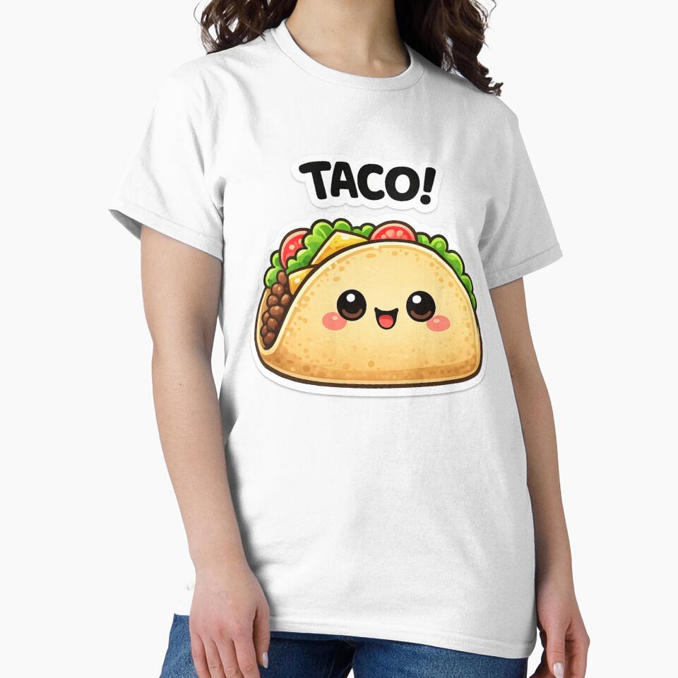 Smiling Taco with Toppings Cute Mexican Food Sticker by LongIslandDesgn