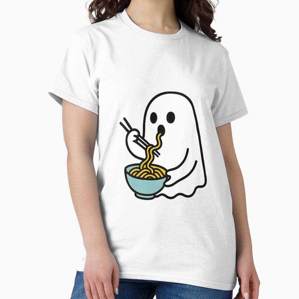 Ghost Eating Noodles – Minimal Cute Design by The-Dodos