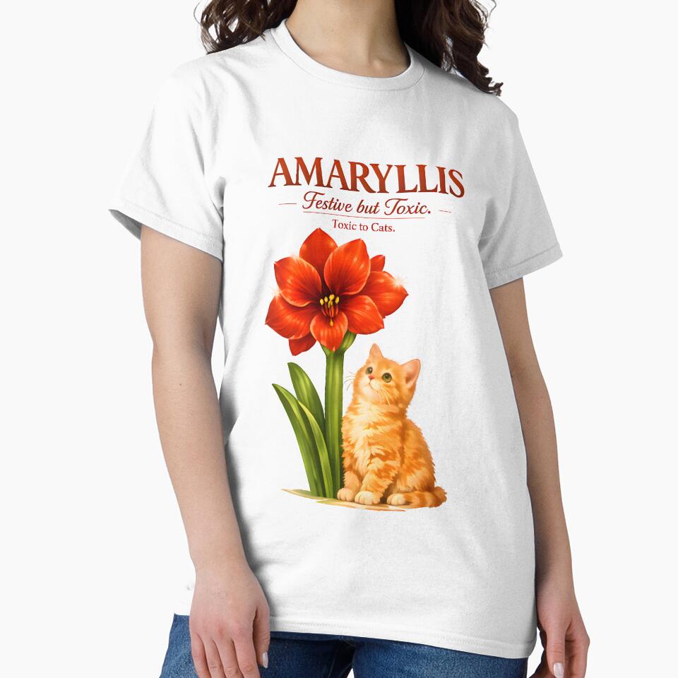 Amaryllis – Festive but Toxic | Toxic Plants for Cats Veterinary Humor Design by Bettybee00