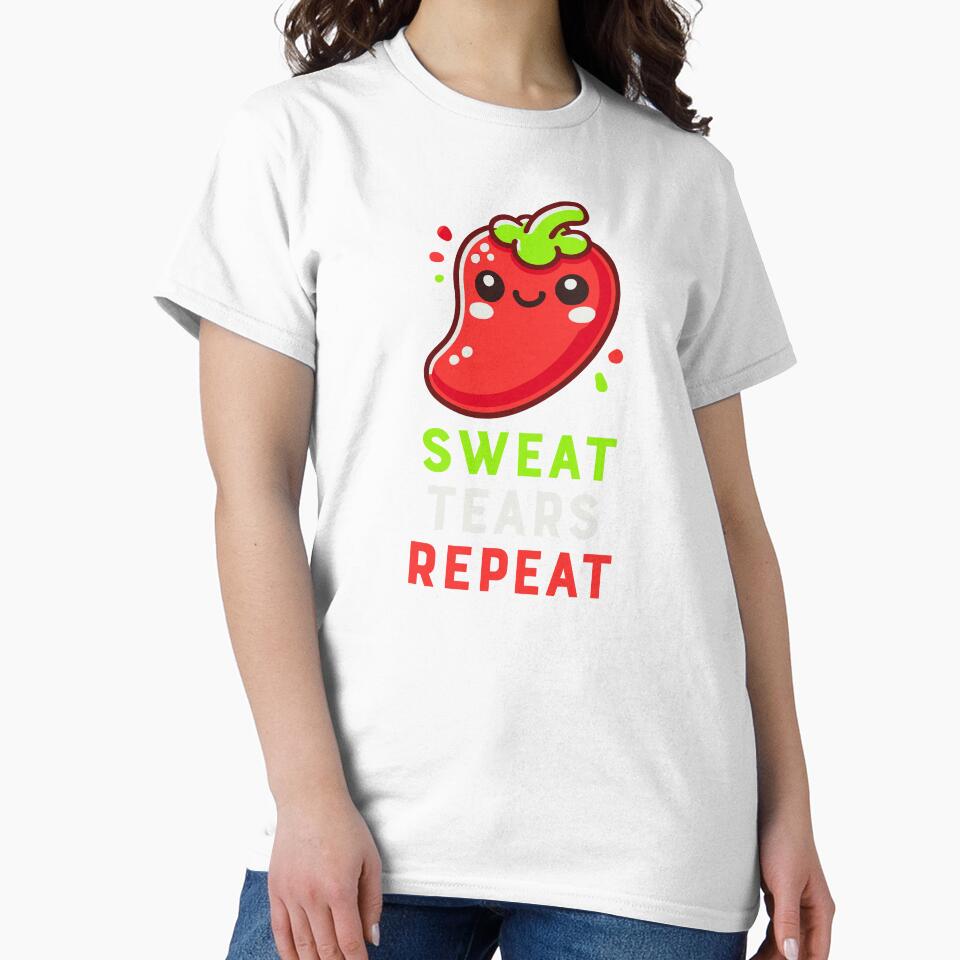 Kawaii Chili - Sweat, Tears, Repeat - Funny Spicy Food Chili Pepper Spice Kitchen Chef by Teemaniac