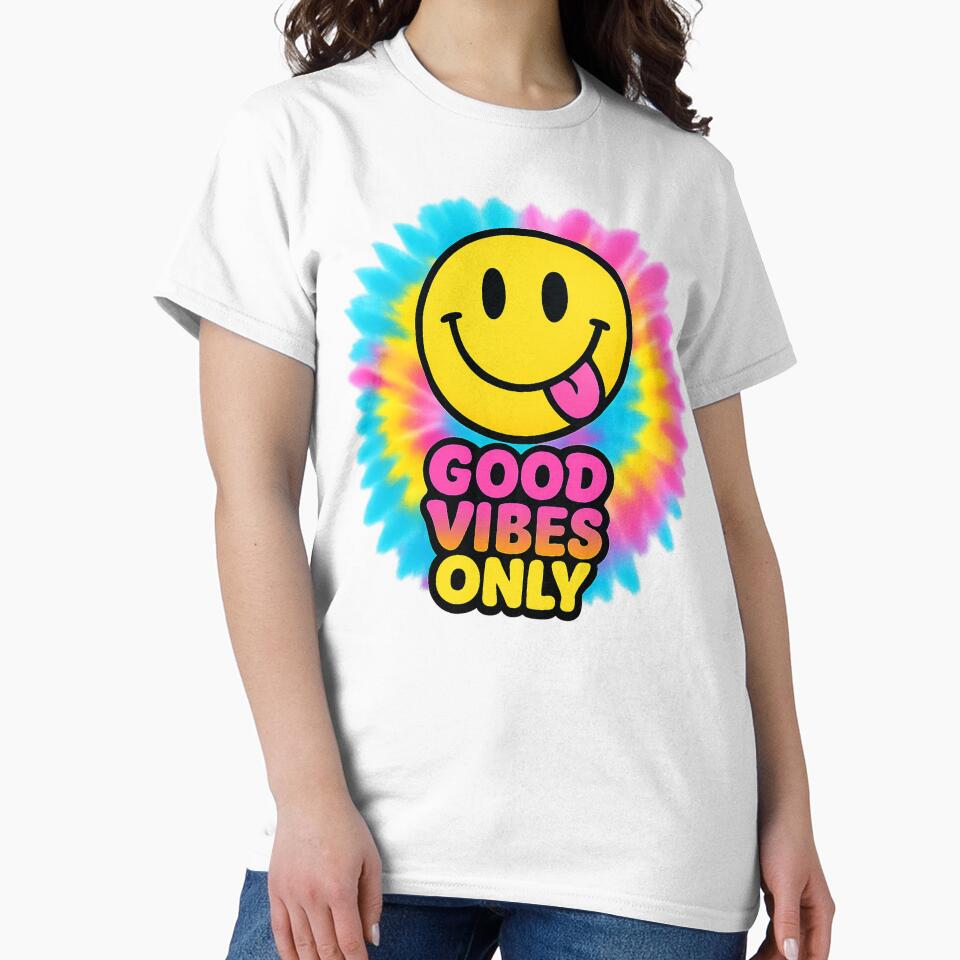 Good Vibes Only – Acid Smiley on Neon Tie-Dye by FTS-Studio