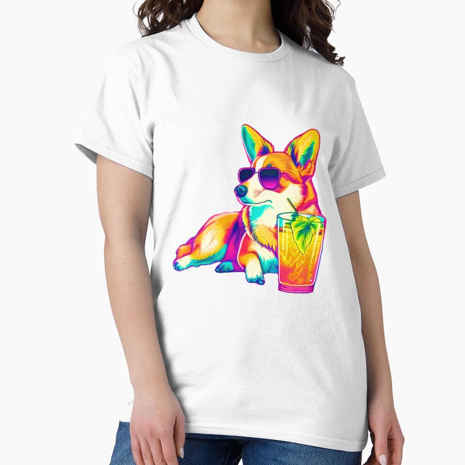Funny Corgi Design Sticker Dog Tropical Summer Vacay Mode Vacation by reddrive88