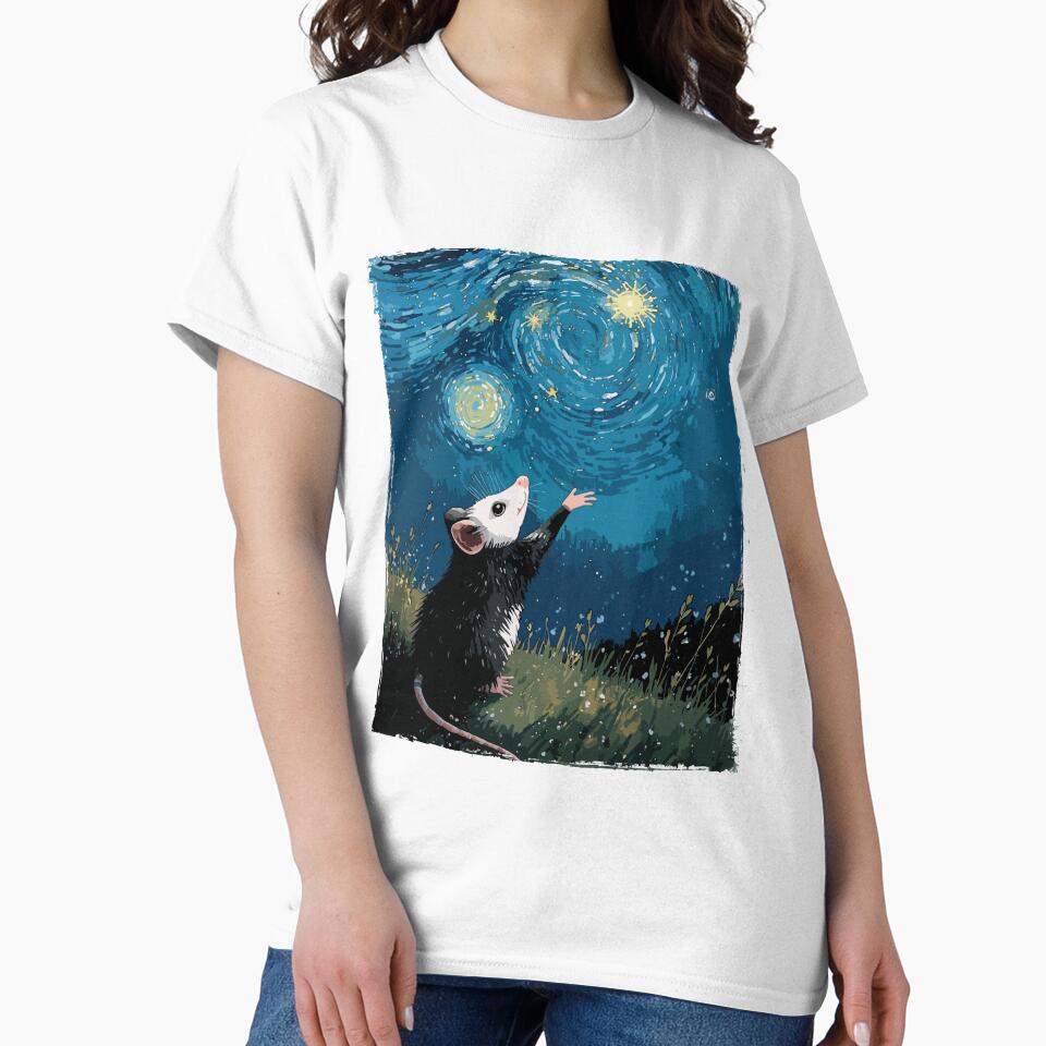 Cute opossum - Opossum Starry Night Impressionist Art Aesthetic by Collagedream