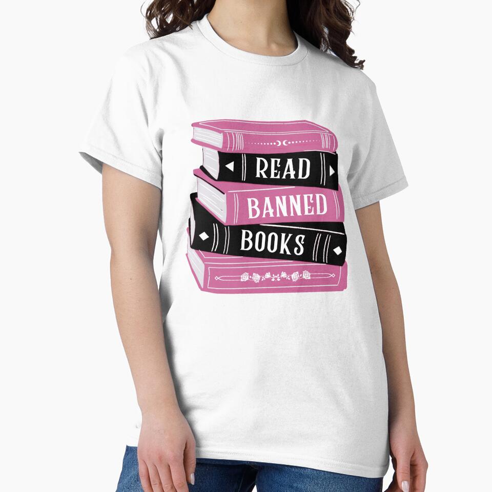 Read Banned Books Book Stack / Pile Pink by Taiga-Design