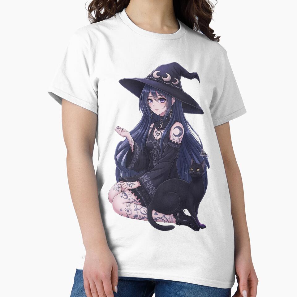 Dark Fantasy Anime Girl & Gothic Black Cat Art by RehanInkDesigns