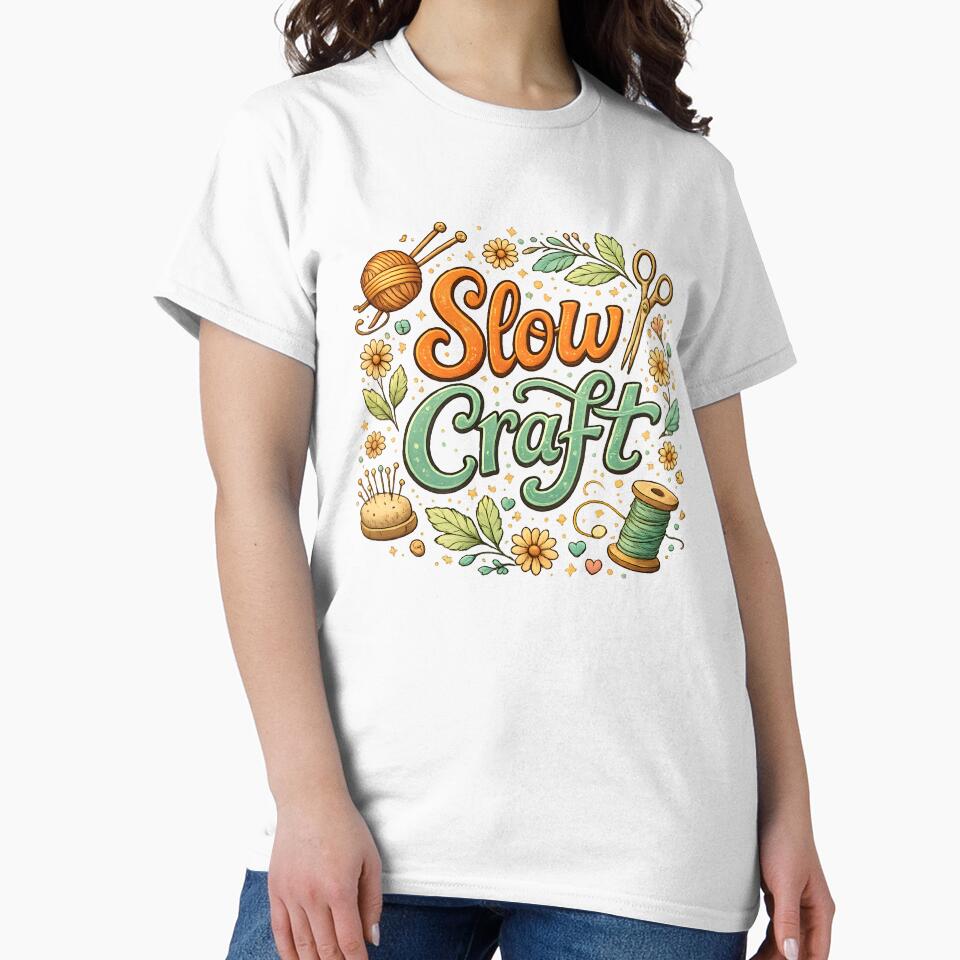 Slow Craft – Cozy Sewing & Knitting Illustration by blankTeeShirt