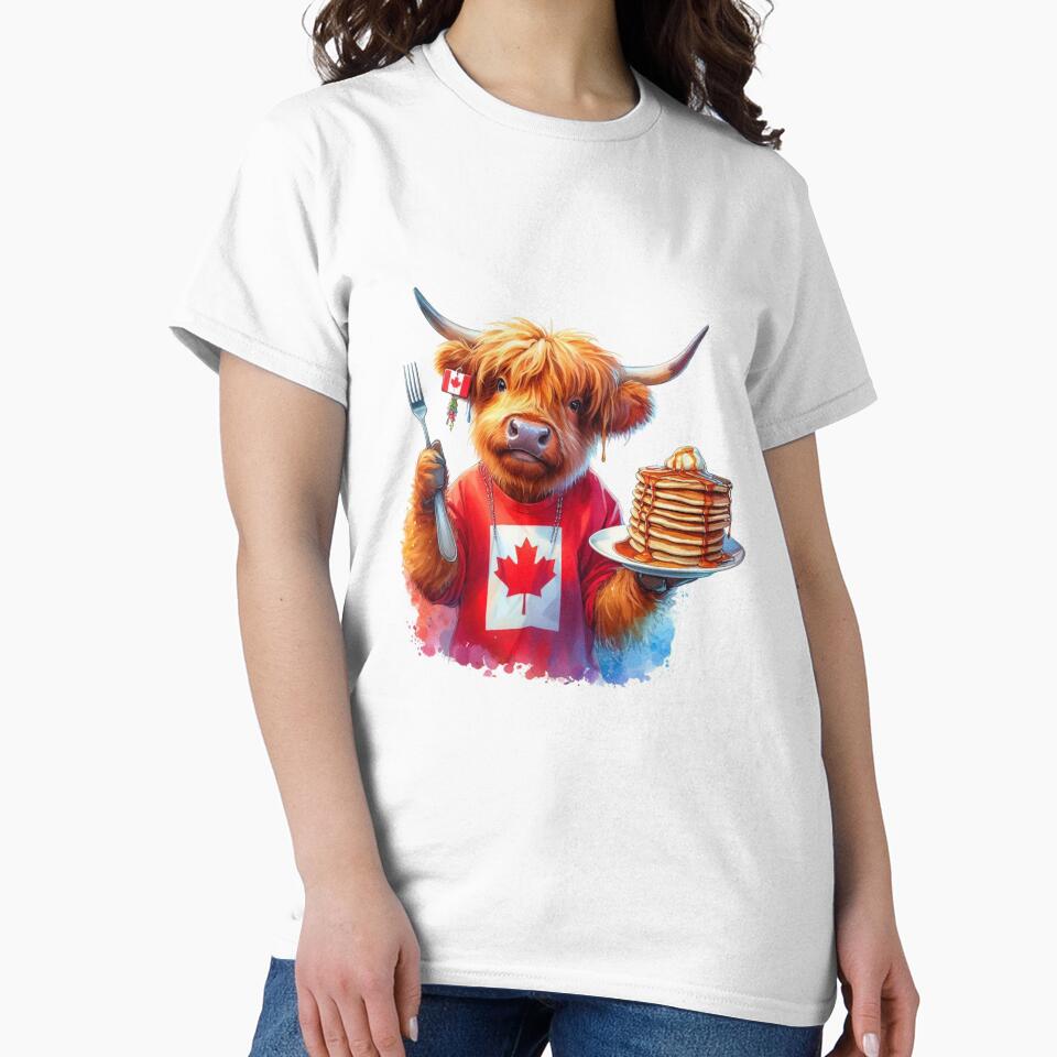 Scottish Highland Cow in Canada Colorful Watercolor by MaedK
