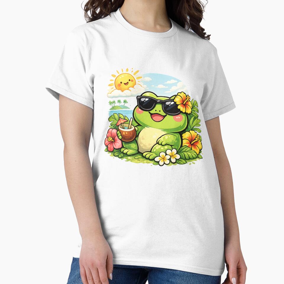 Kawaii frog on tropical vacation by FroggyOnly