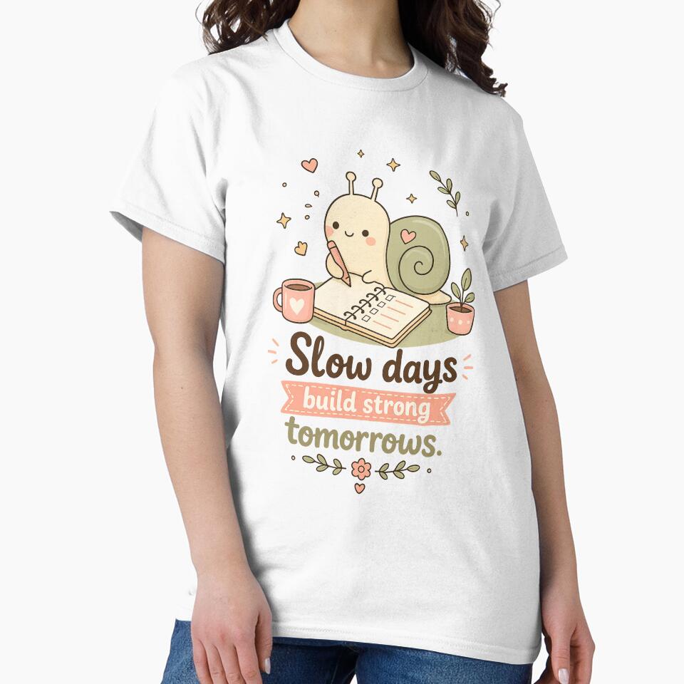 Slow Days Build Strong Tomorrows Cute Snail Motivational by LittleJoyStudio.Art