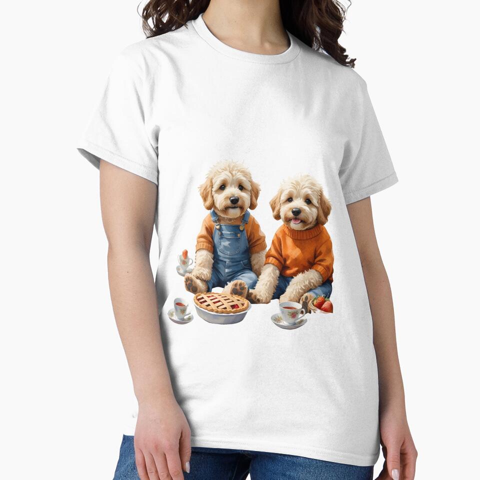 Doodle Puppy Picnic Art by Kedspicedesign