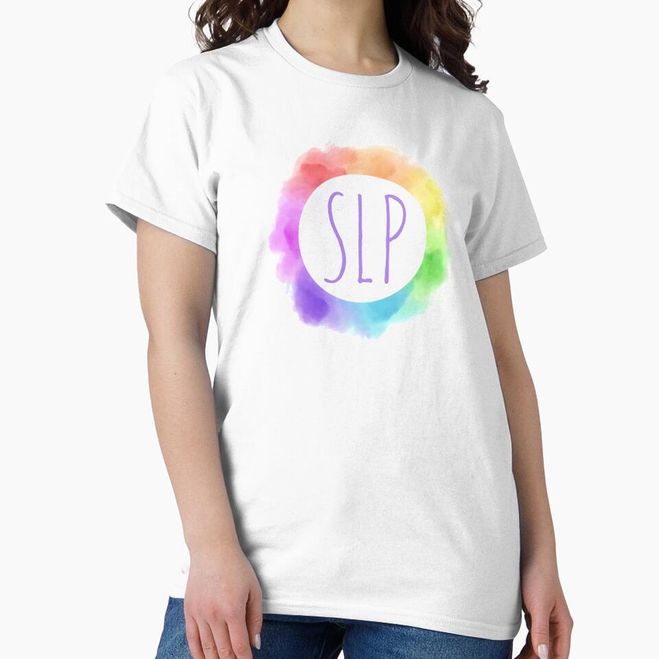 SLP Speech-Language Pathologist in Rainbow Watercolor Frame by asleepyfairy