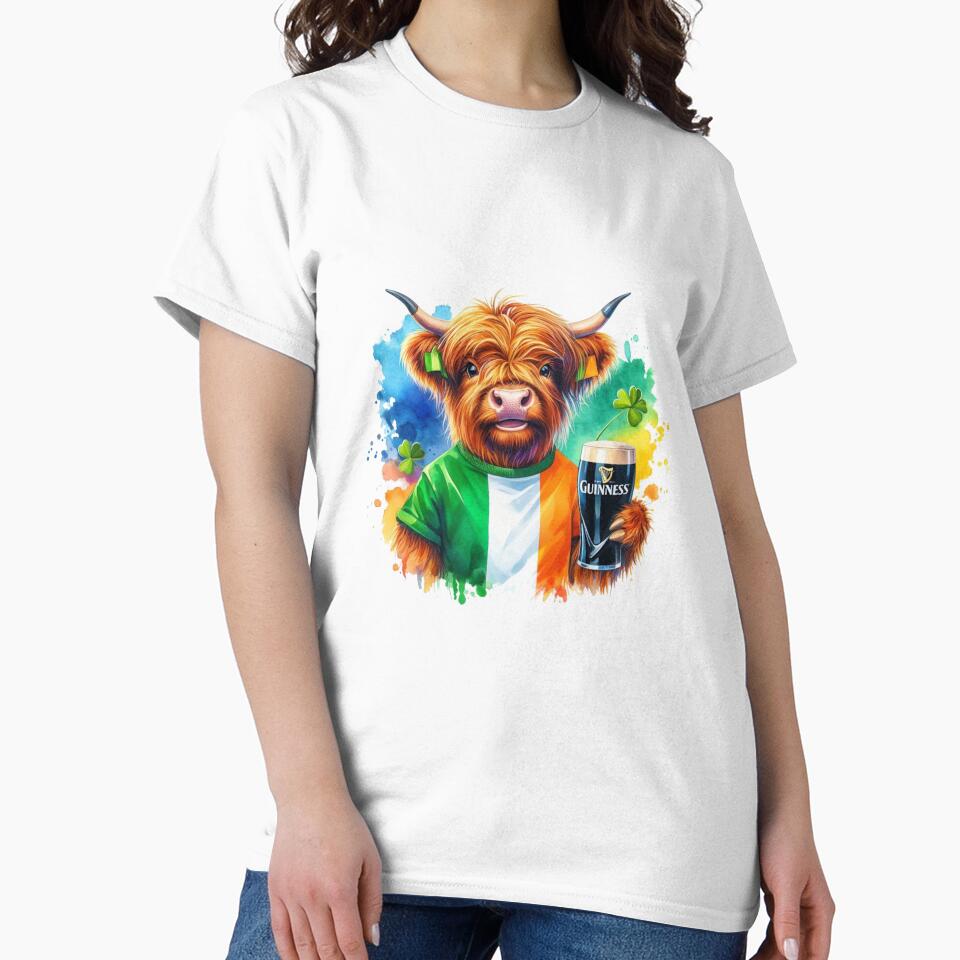 Scottish Highland Cow in Ireland Colorful Watercolor by MaedK