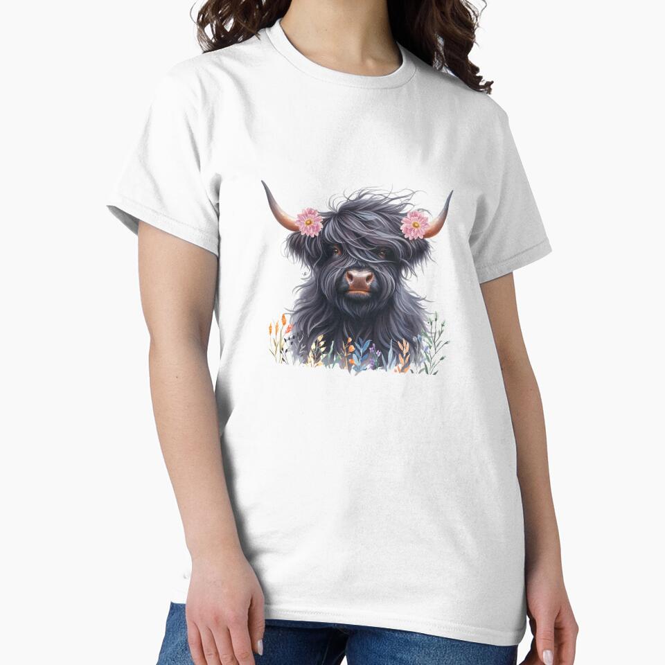 Watercolor Black Highland Cow by TheAnimalZ00