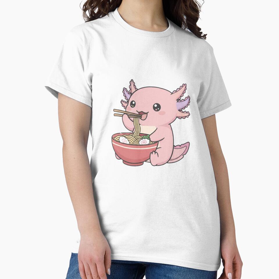 Ramen Axolotl cute kawaii pink funny adorable doodle birthday christmas by CheeseBlueprint