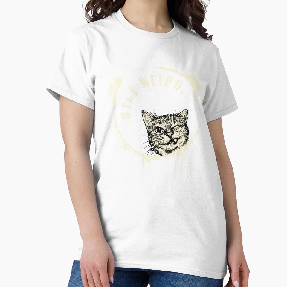 Stay Weird Crazy Cat Vintage Graffiti Artwork by CreareAT