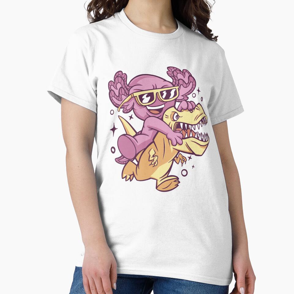 axolotl riding t rex by Jaslyndizon