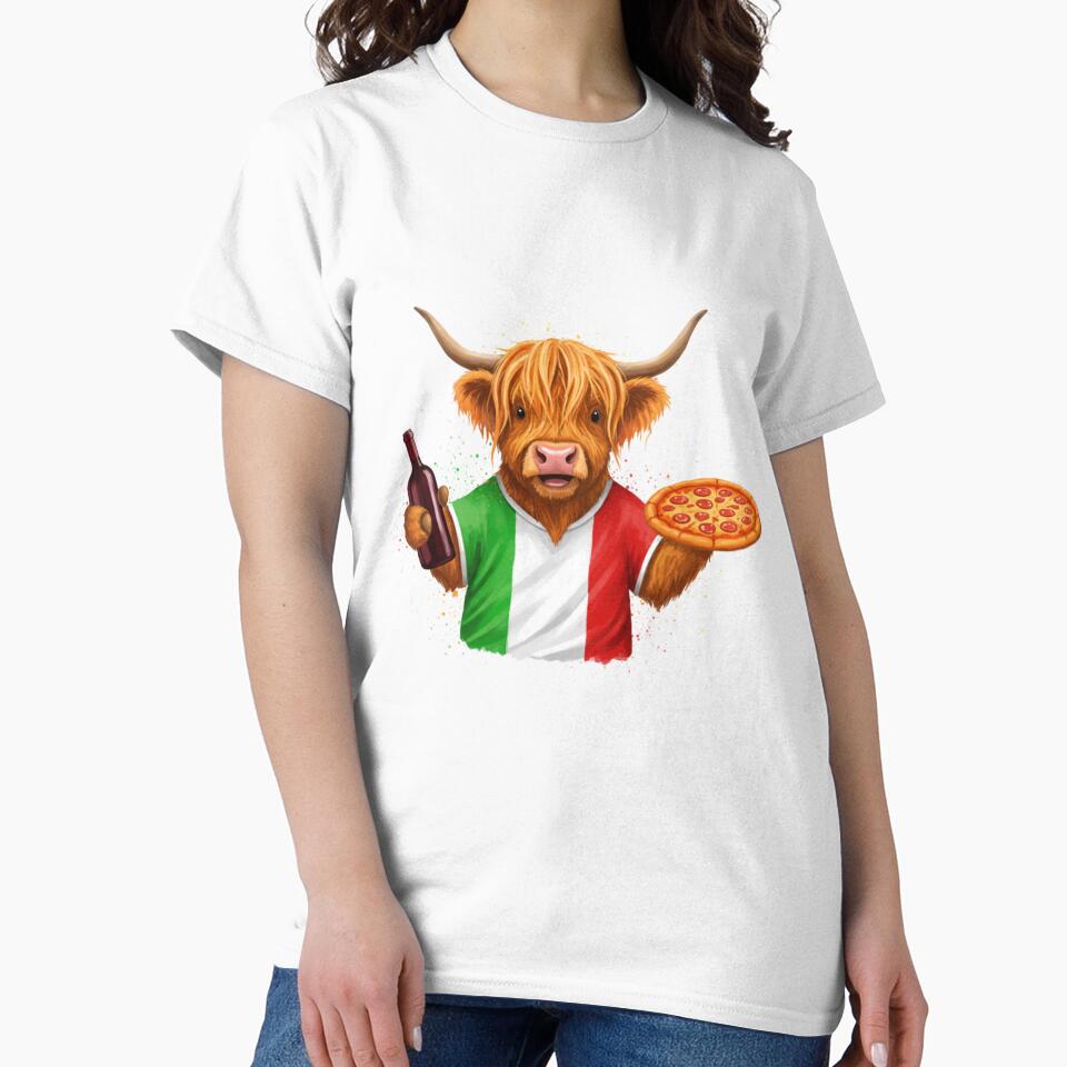 Scottish Highland Cow in Italy Colorful Watercolor by MaedK