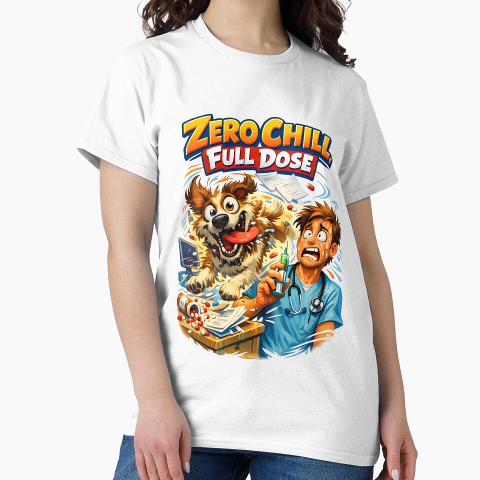 Zero Chill, Full Dose – Funny Veterinary Dog Illustration by Bettybee00