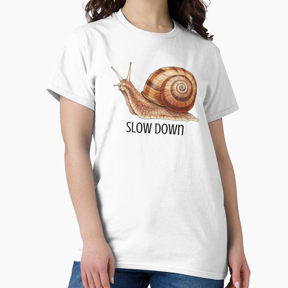 Slow Down Snail Vintage Aesthetic Quote Design by ShaderShirts