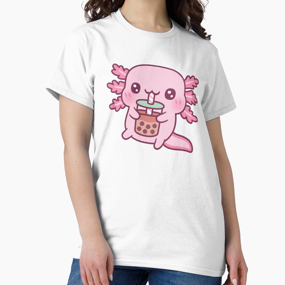 Cute Axolotl Drinking Boba Tea by rustydoodle