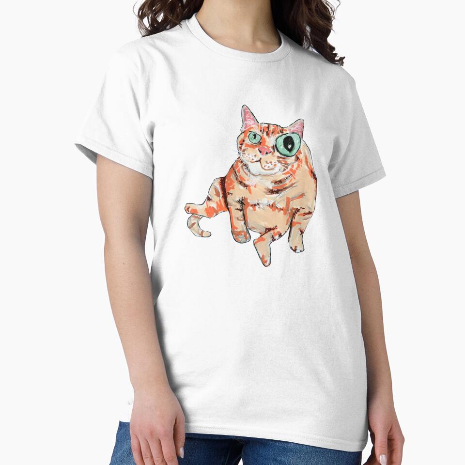 Chunky Abstract Cat – Hand-Painted Whimsical Feline Illustration by CarvingCoryArt